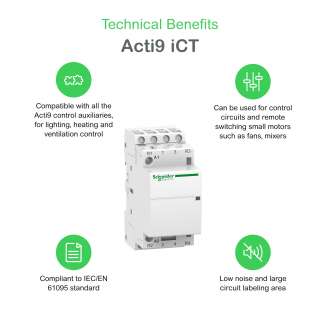 Kontaktor modularni iCT40A 4NO 220/240VAC 