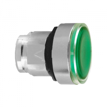 zelena udubljena glava svetlećeg tastera Ø22 bez povratka za integrisan LED