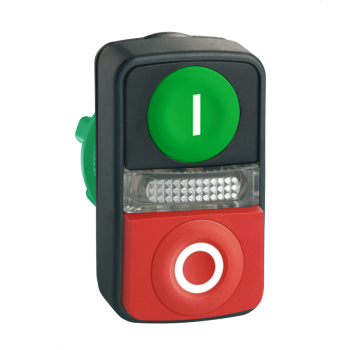 zeleni udubljeni/crveni izbočeni svetleći dvostruki taster Ø22 sa oznakama