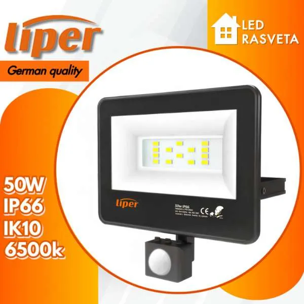 LED Reflektor 50W 6500K sa senzorom IP66 