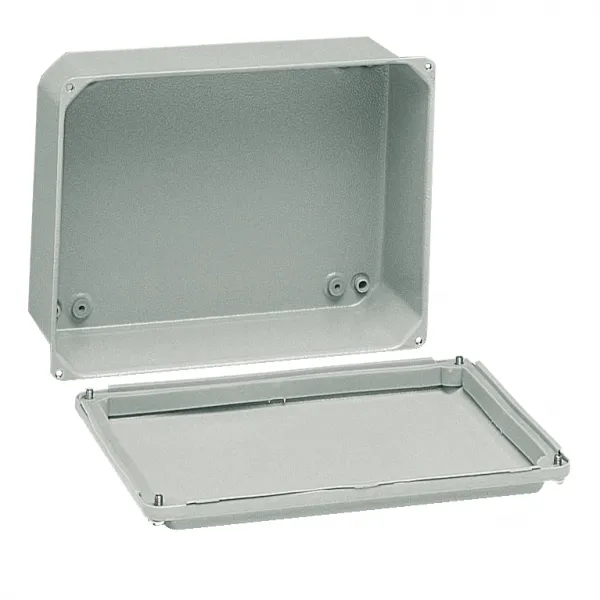metalna industrijska kutija - niski poklopac - V105xŠ105xD49 - IP55 - siva 