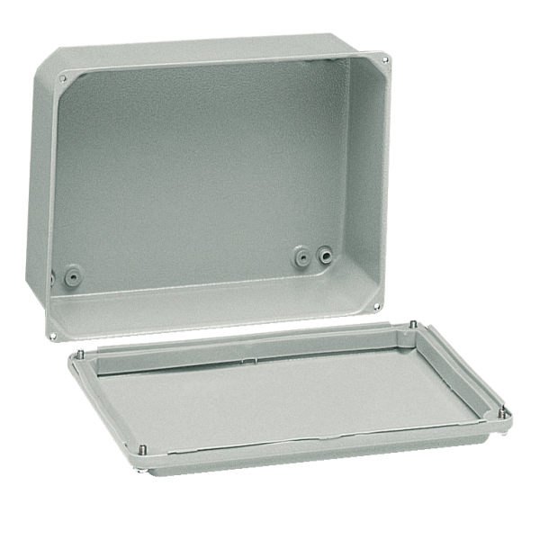 metalna industrijska kutija - niski poklopac - V155xŠ105xD61 - IP55 - siva 