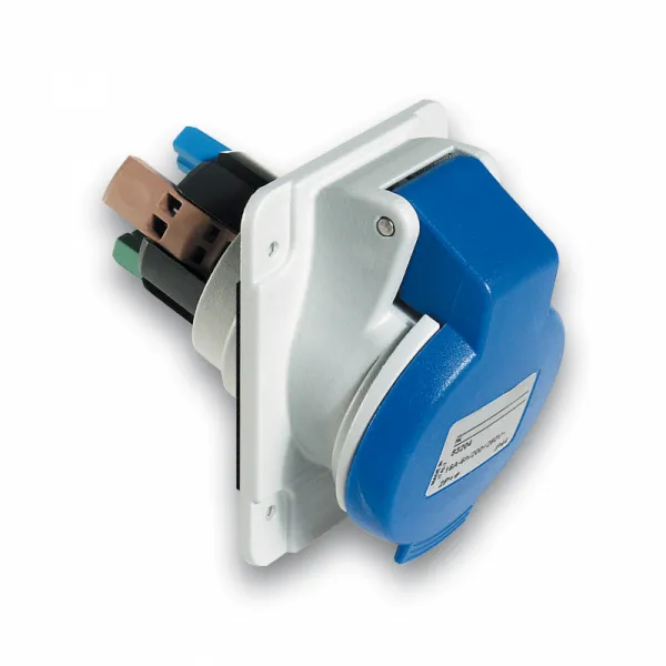 PratiKa utičnica - brza - pod uglom - 16A - 2P + E - 200...250 V AC - panel 