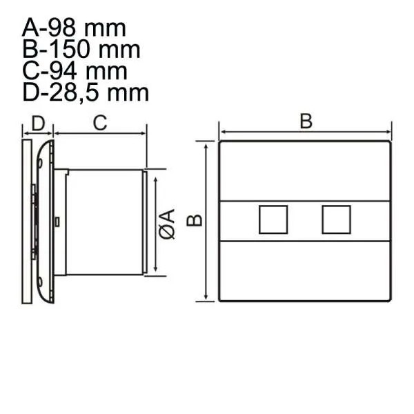 Ventilator za kupatilo sa klapnom e-100 