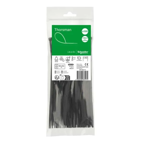 Kablovska vezica 200x3.6mm Crna 