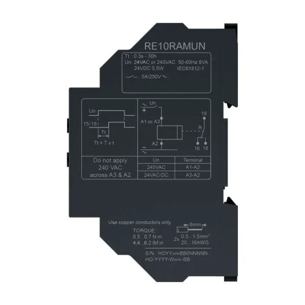 RE10RAMUN Tajmer funkc. odlož.uključ.24V AC/DC,240V AC,1CO 