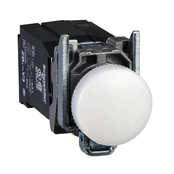 bela kompletna lampica Ø22 glatka sočiva integrisani LED 400V 