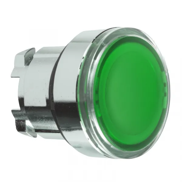 zelena udubljena glava svetlećeg tastera Ø22 sa povratkom za integrisan LED 