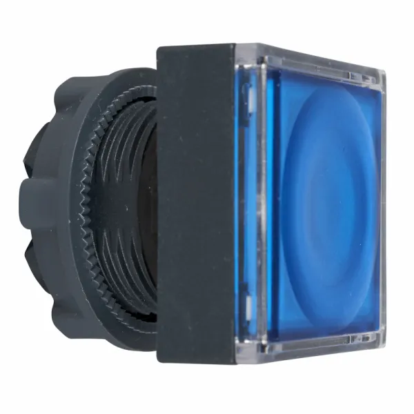 plava kvadratna udubljena glava svetlećeg tastera Ø22 sa povratkom za integ. LED 