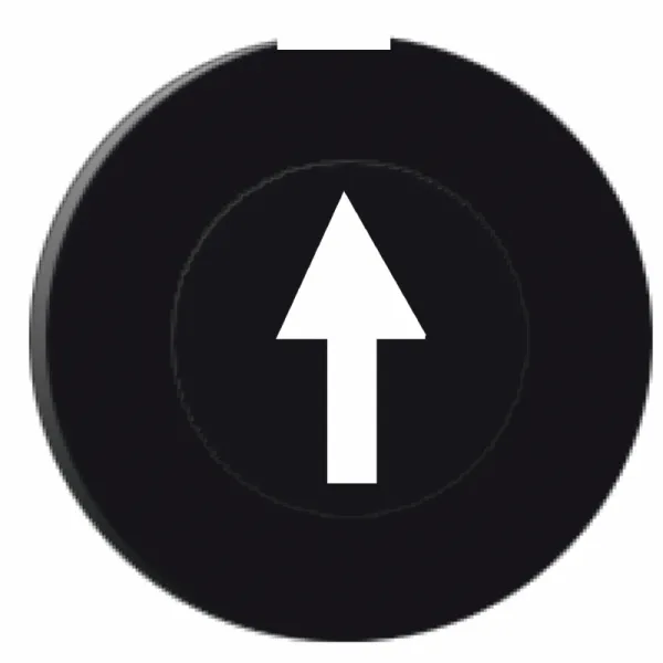 crni poklopac označen strelicom nagore - kružni nesvetleći taster Ø16 