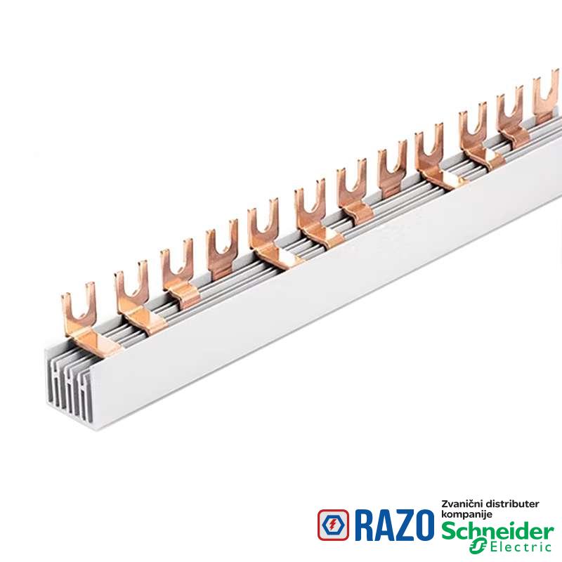 Sabirnica viljuška 3L 16mm2 80A 54 modula 1m 