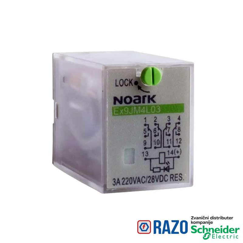 Ubodni relej 3A 230V AC, 4 kontakta 