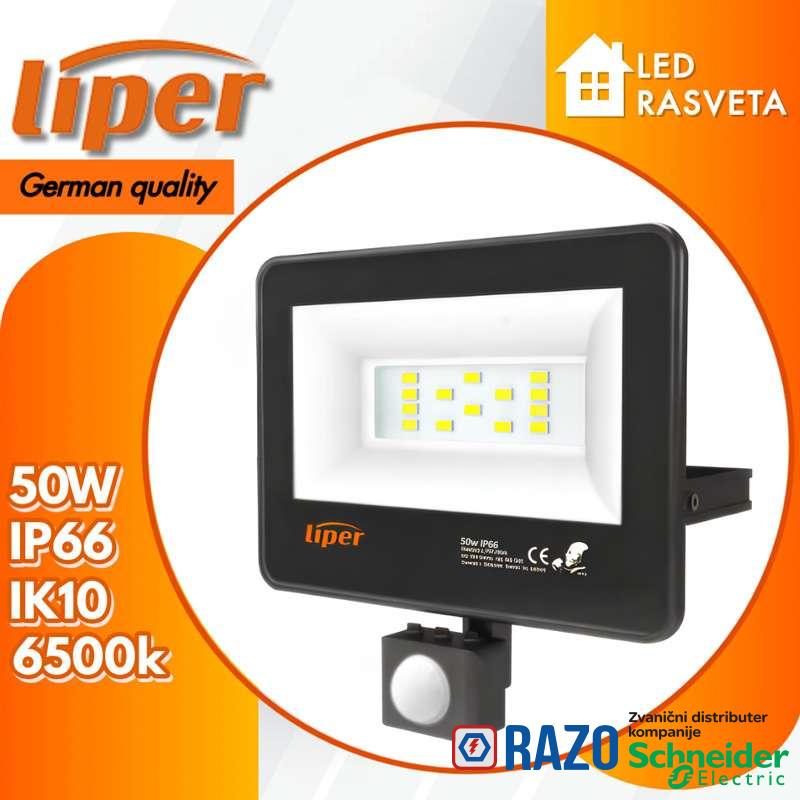 LED Reflektor 50W 6500K sa senzorom IP66 