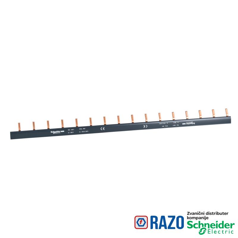 češljasta sabirnica - 1P - 125 A / 63 A po izvodu - D = 432 mm, 16 x 27 mm 