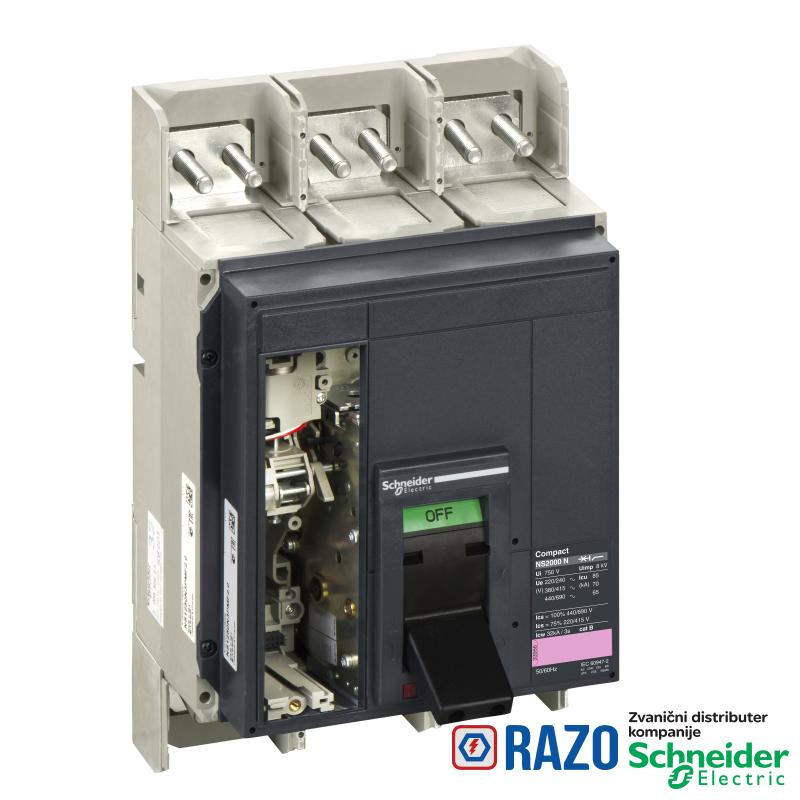 prekidač Compact NS2000N - 2000 A - 3P - fiksni - bez zaštitne jedinice 