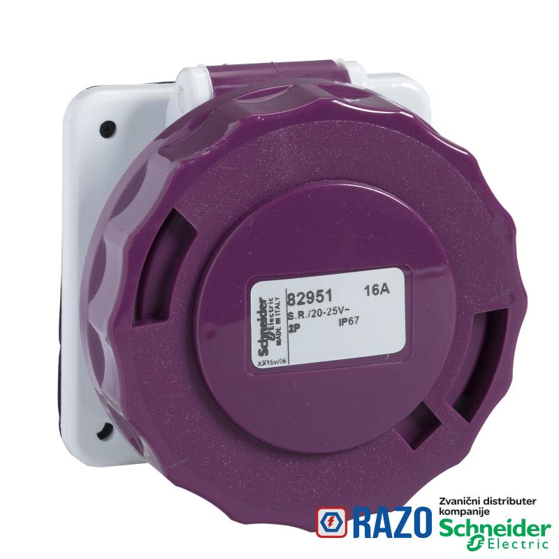 PratiKa industrijska utičnica - 16 A - 2P - 20...25 V AC - IP67 