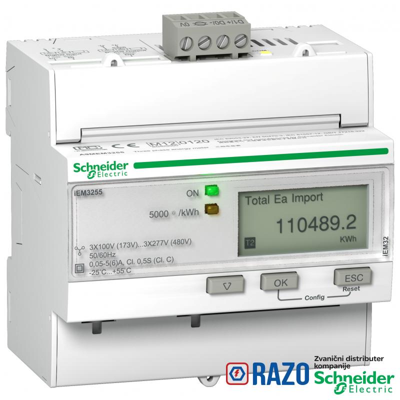 iEM3255 multimetar - CT - Modbus - 1 digitalni I - 1 digitalni O - višetarifni 