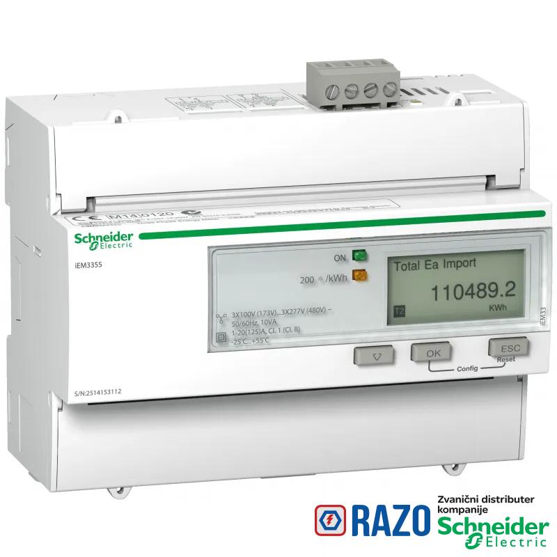 iEM3355 multimetar -125 A - Modbus - 1 digitalni I - 1 digitalni O - višetarifni 