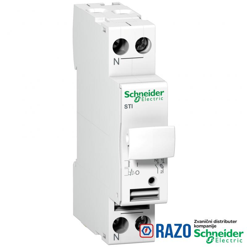 Acti 9 - rastavljač sa osiguračima STI - 1P + N - 25 A-za osigurače 10.3 x 38 mm 
