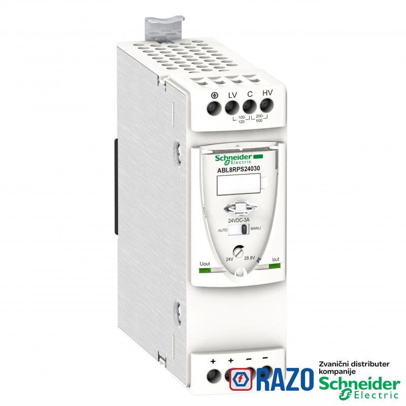 regulisano napajanje SMPS - monofazno ili dvofazno - 100..500 V - 24 V - 3 A 