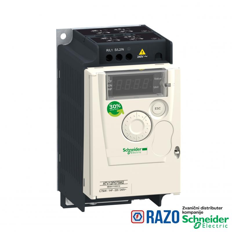 frekventni regulator ATV12 - 0.75kW - 1hp - 200..240V - monofazno - na ploči 
