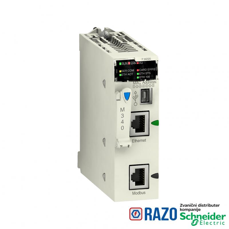 procesor M340 - maksimalno 1024 digitalnih + 256 analogni I/O -Modbus - Ethernet 