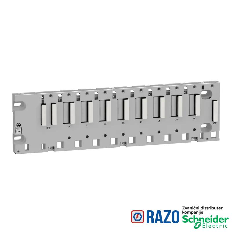 rek M340 - 8 slotova - montaža na panel, ploču ili DIN šinu 