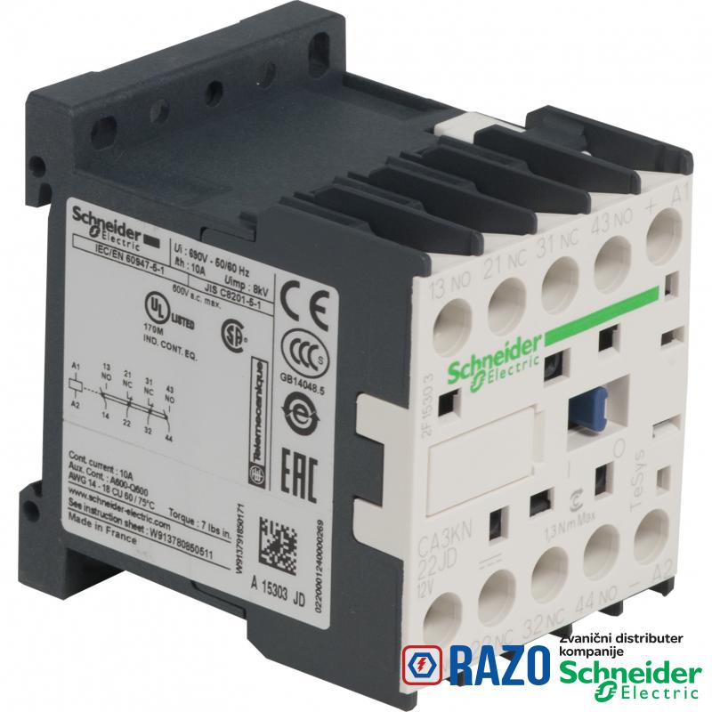 TeSys K pomoćni kontaktor - 2 NO + 2 NC - <= 690 V - 12 V DC standardni kalem 