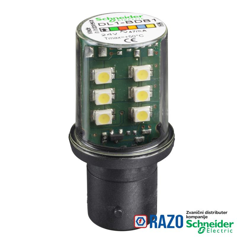 bela LED sijalica BA15D 24VAC/DC 