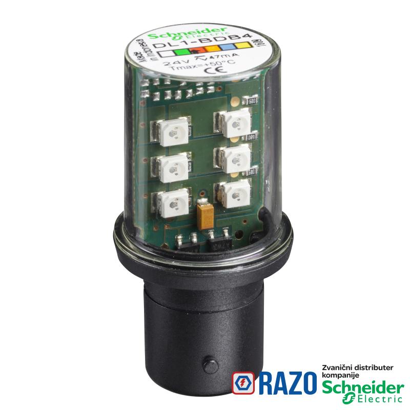 crvena LED lampica BA15D 24VAC/DC 