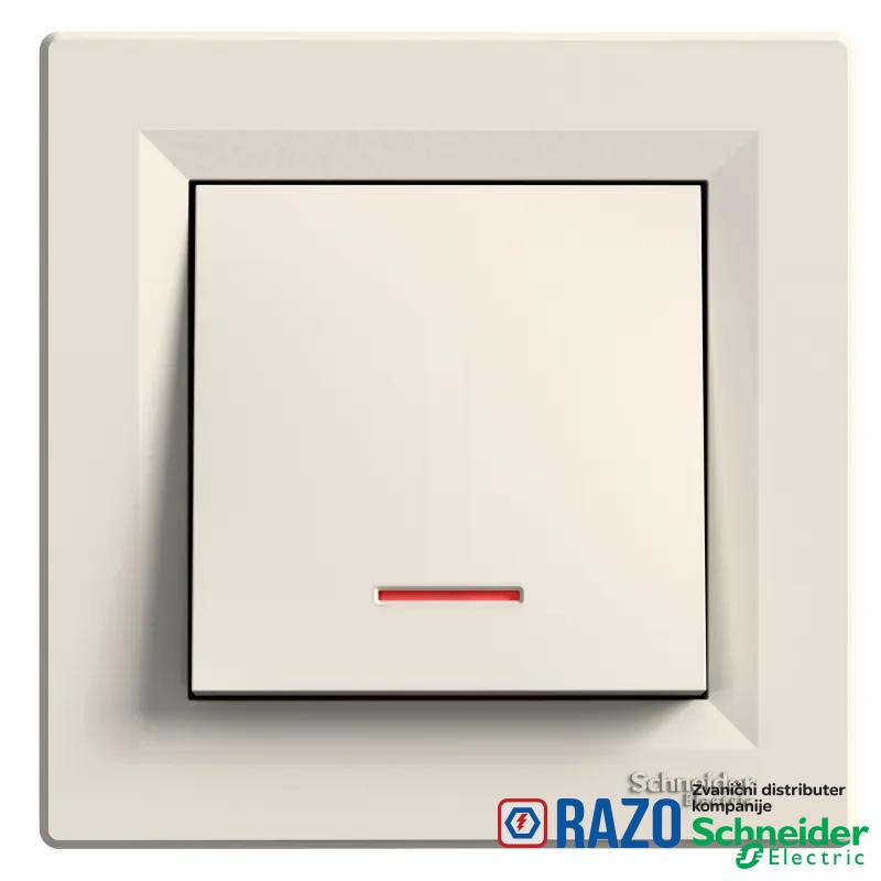 Asfora - naizmenični prekidač -10AX vijčani priključci, lokatorska lampica, krem 