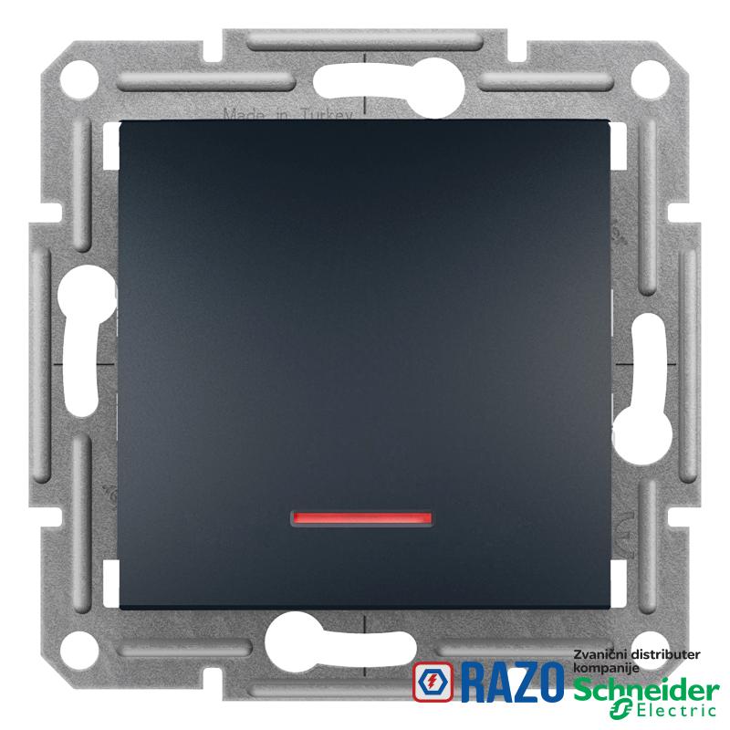 naizmenični prekidač 10A sa lokat. lampicom vijčani priključak,bez rama,antracit 