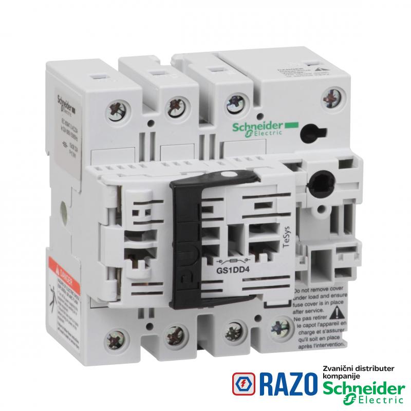 TeSys GS - rastavljač sa osiguračima - 3 P + N - 32 A - NFC 10 x 38 mm 