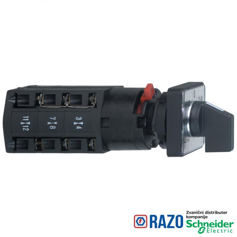 voltmetarski grebenasti prekidač - 3L i 3L-N - 45° - 10 A - za Ø 16 ili 22 mm 