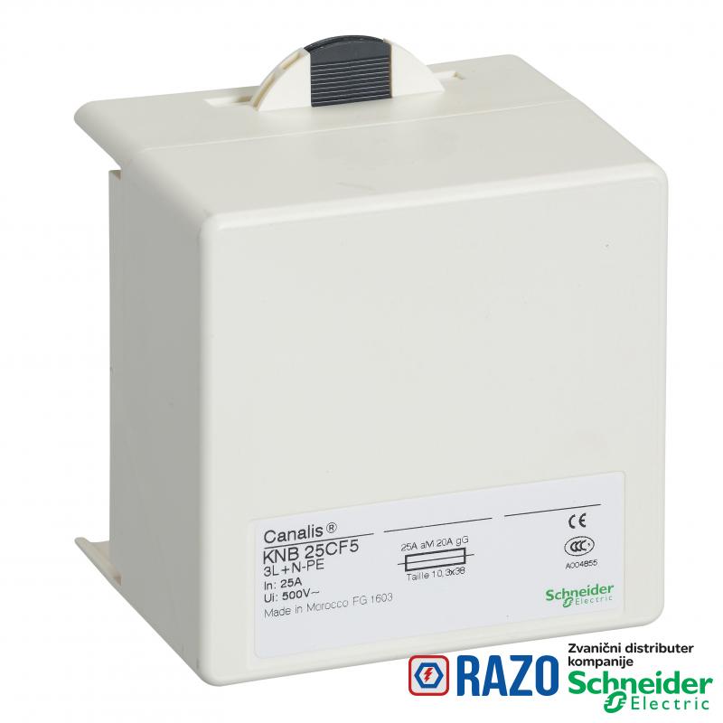 Canalis - utična kutija za NF osigurače - 10 x 38 mm - 25 A - 3L + N + PE 