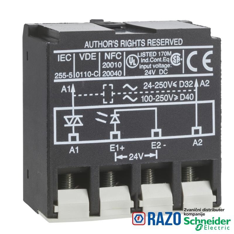 TeSys D - interfejs modul - tranzistorski - 24 V DC / 250 V AC 