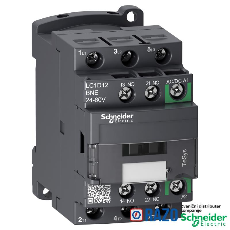 TeSys D kontaktor 3P 12A AC-3 do 440V kalem 24-60V AC/DC 