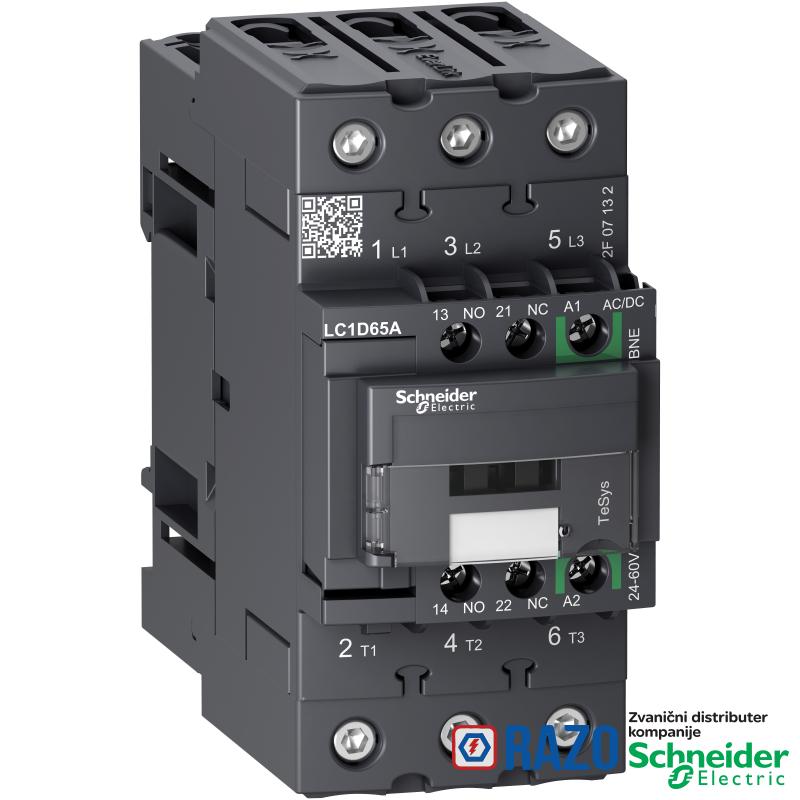 TeSys D kontaktor 3P 65A AC-3 do 440V kalem 24-60V AC/DC kalem EverLink 