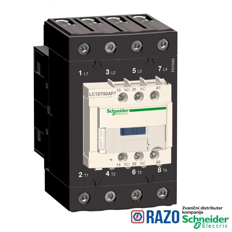 TeSys D kontaktor - 4P(4 NO) - AC-1 - <= 440 V 80 A - 24 V DC standardni kalem 