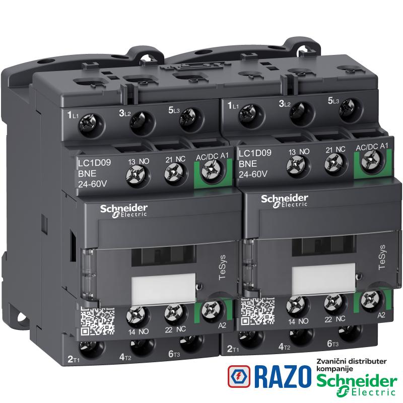 TeSys D kontaktor za promenu smera-3P-<=440V-9 A AC-3- 24...60 V AC/DC kalem 