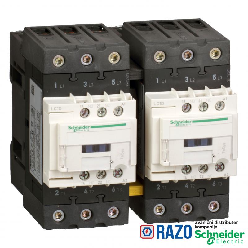 TeSys D kontaktor za promenu smera - 3P(3 NO)-AC-3- <= 440 V 50A -230 V AC kalem 