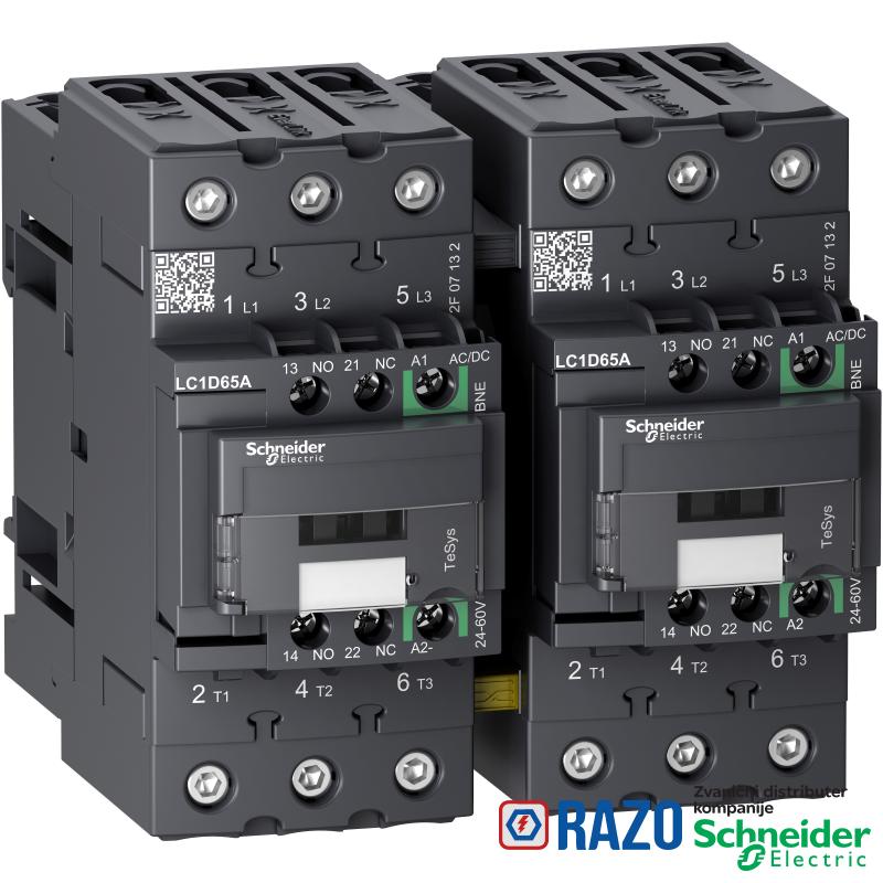 TeSys D kontaktor za promenu smera-3P-<=440V-65 A AC-3-24...60 V AC/DC kalem 