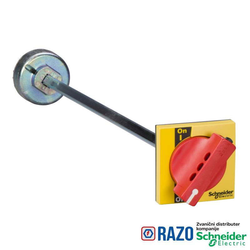 extended rotary handle for front control, Compact INS/INV 250, IP40, IK07, red handle on yellow front 