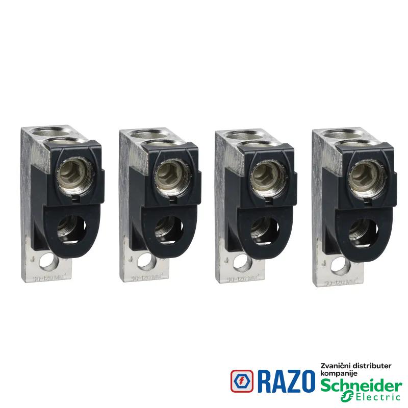 4 priključka - 2 kabla 35..240 mm² 