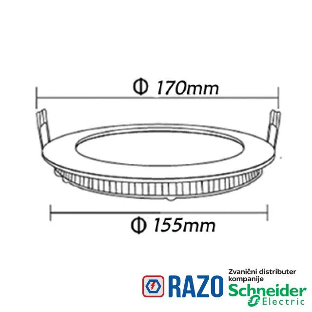 LED Panel Ugradni okrugli  12W 6400K 