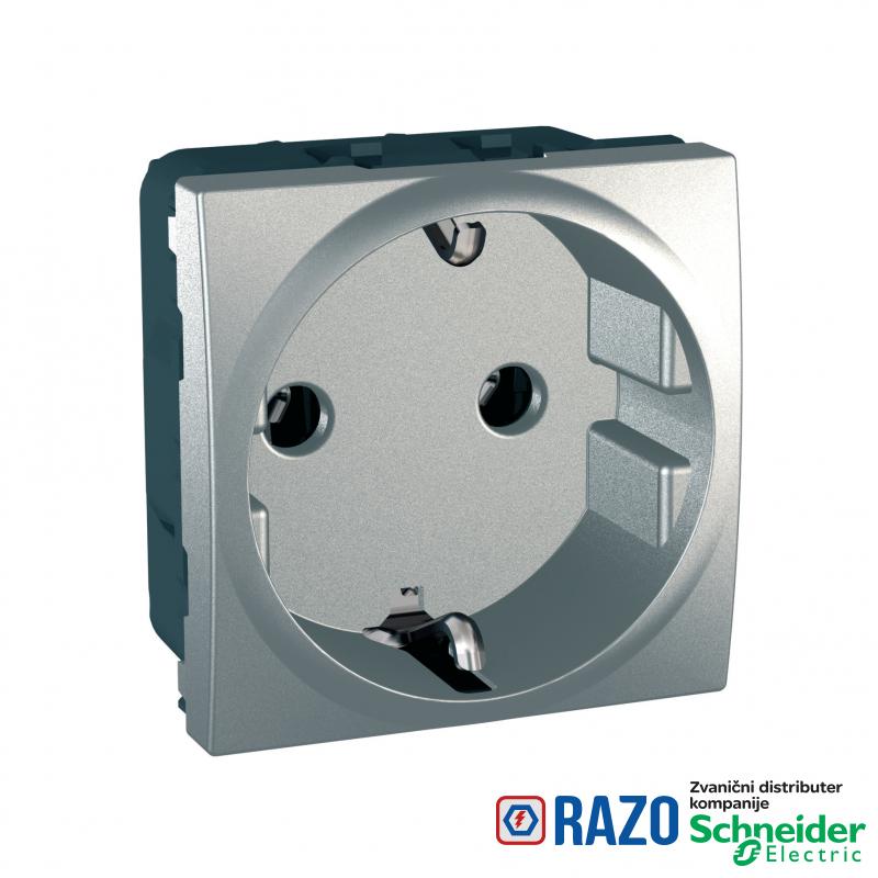 Unica Top/Class - 1 utičnica - 2P+E, šuko - 2 m - aluminijum 