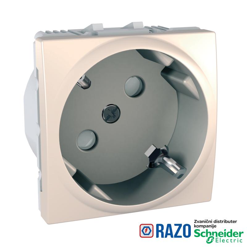 Unica - 1 utičnica - 2P+E, zaštita, šuko - 2 m - krem 