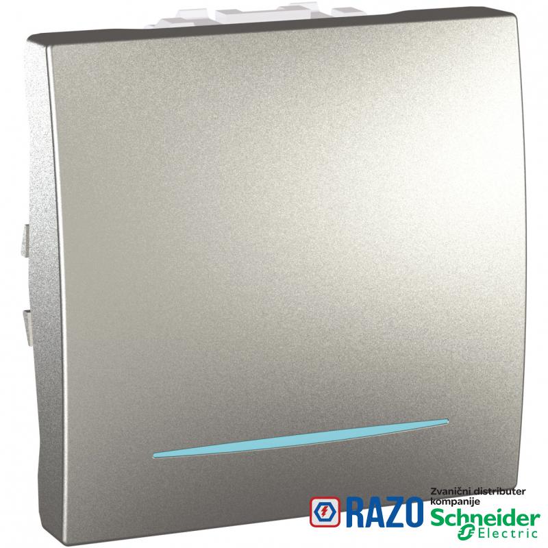 Unica Top/Class - taster - 10 A 250 VAC - 2 m - aluminijum 