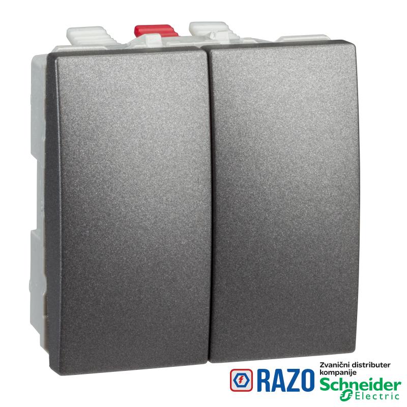 Unica Top/Class - dvostruki naizmenični prekidač - 10 AX 250 VAC - 2 m - grafit 