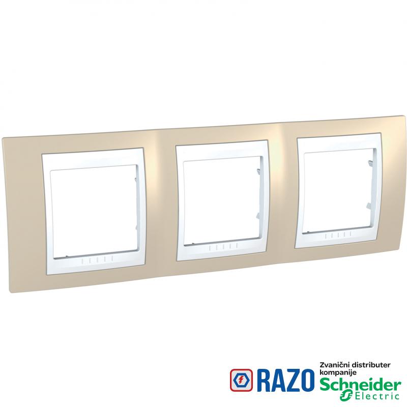 Unica Plus - dekorativni ram - trostruki, H71 - pesak/beli 